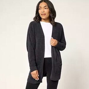 Barefoot Dreams Cozychic Lite Hooded Cardigan in Espresso Size Large NWT